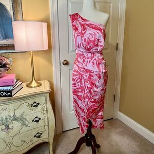 NWT DO+BE One Shoulder Pink Midi Dress Size SMALL